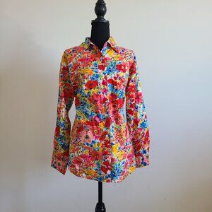 Vintage Newport News Jeanology Floral Button Up Shirt  Women’s L  100% Cotton